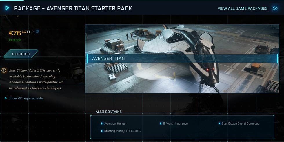 Star Citizen Package Aegis Avenger Titan