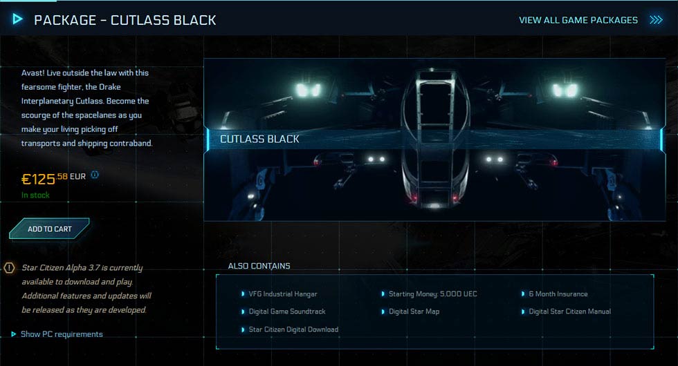 Star Citizen Package Drake Cutlass Black