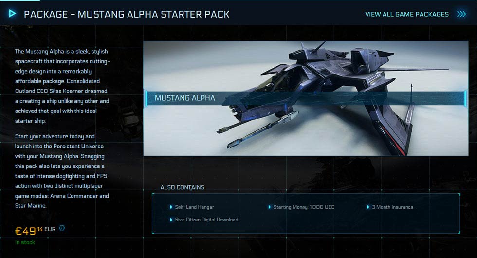 Mustang Alpha, Aurora MR and Titan Packages - Star Citizen Logbook