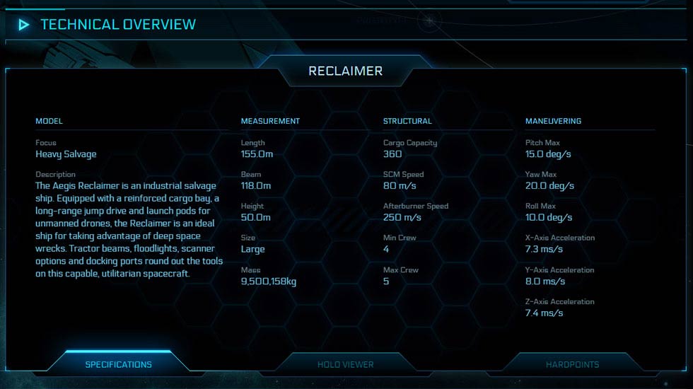 Star Citizen Preview Stat Reclaimer