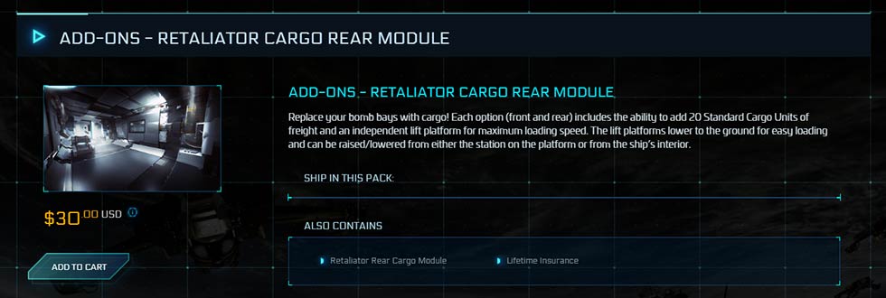 Star Citizen Add-Ons : Retaliator Cargo Rear Module (LTI)
