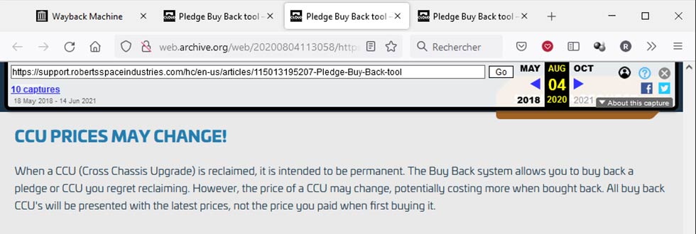 Star Citizen CCU Prices May Change Aug 2020