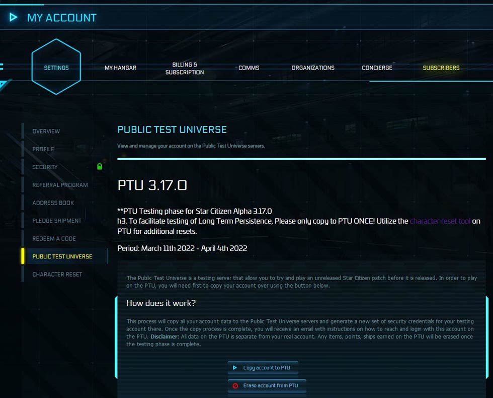 Star Citizen My-Account-PTU-3-17