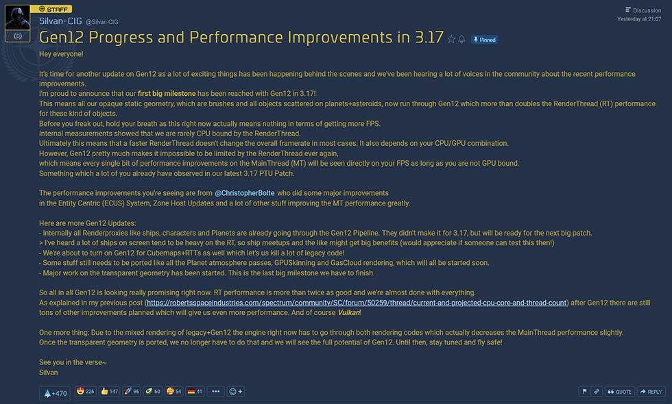 Star Citizen Spectrum: Progress and Performance Improvements in 3.17