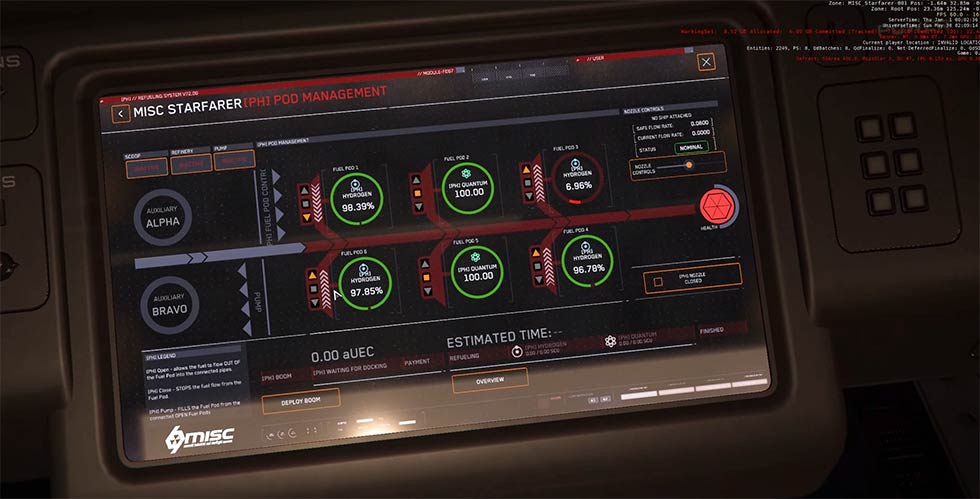 Star Citizen Starfarer Ecran de Carburrant