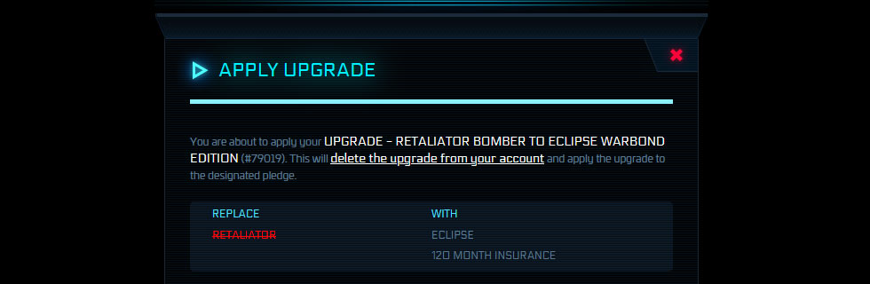Star Citizen CCU Retaliator Bomber vers Eclipse