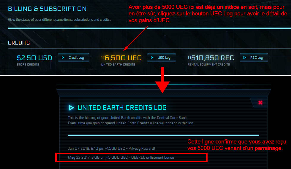Comment savoir si on a utilisé un Referral Code à la création du compte Star Citizen ?