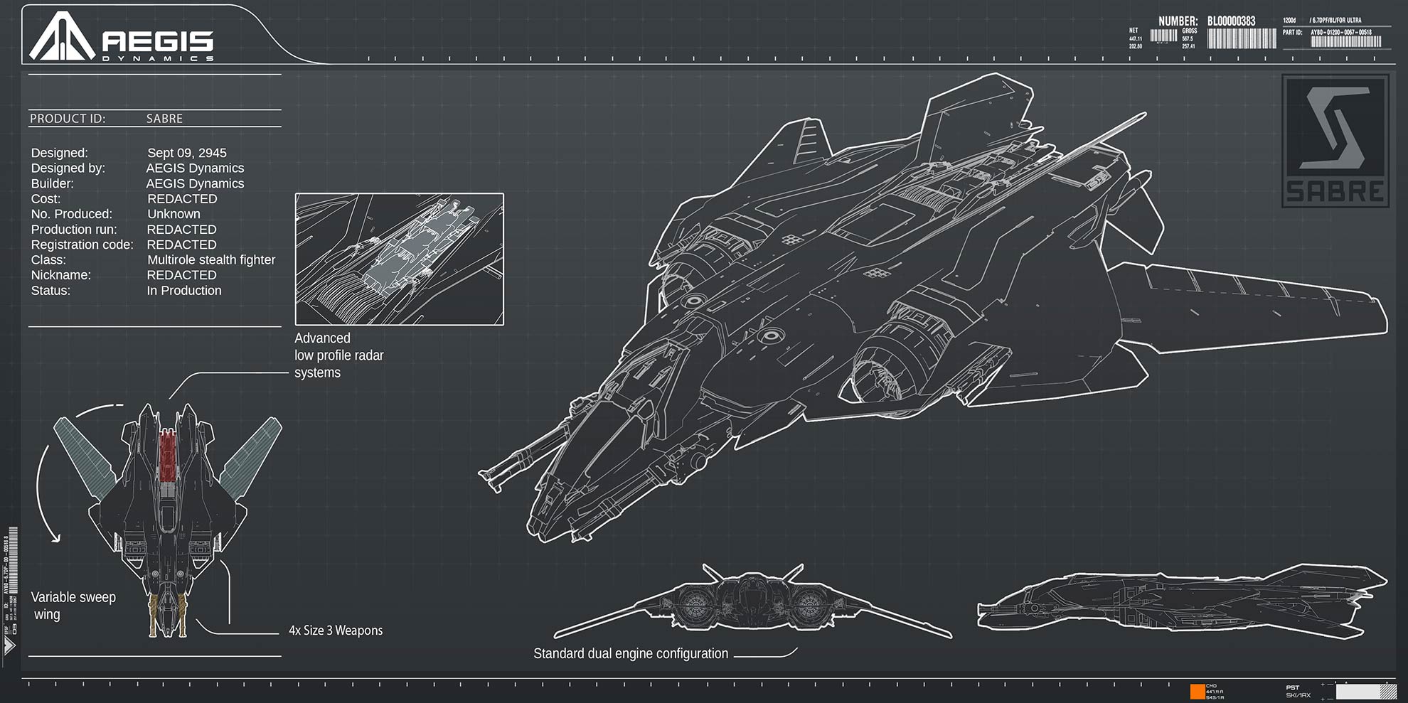 Star Citizen Aegis-Sabre-Schematics