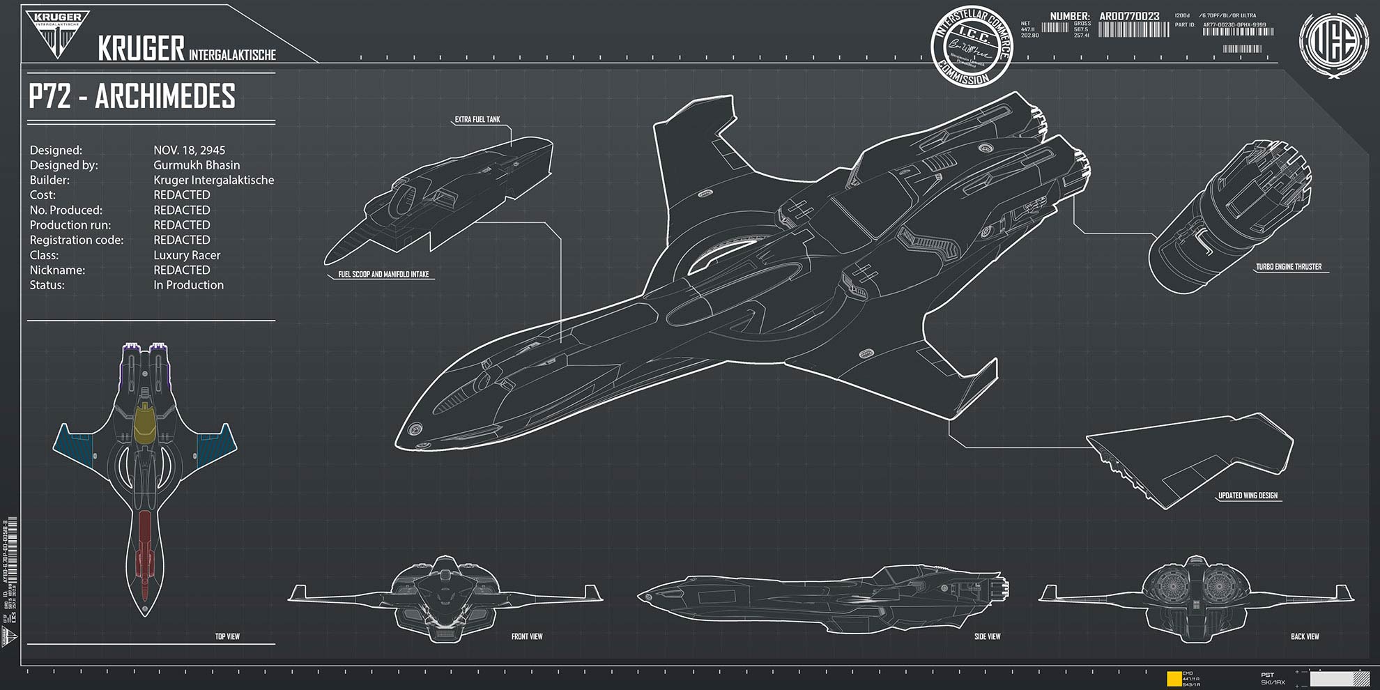 Star Citizen Kruger P-72 Archimedes Blueprint