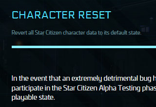 RESET du Personnage - Star Citizen Logbook